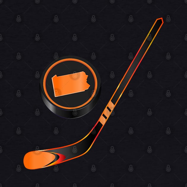 NHL - PA Black Orange Stick and Puck by geodesyn